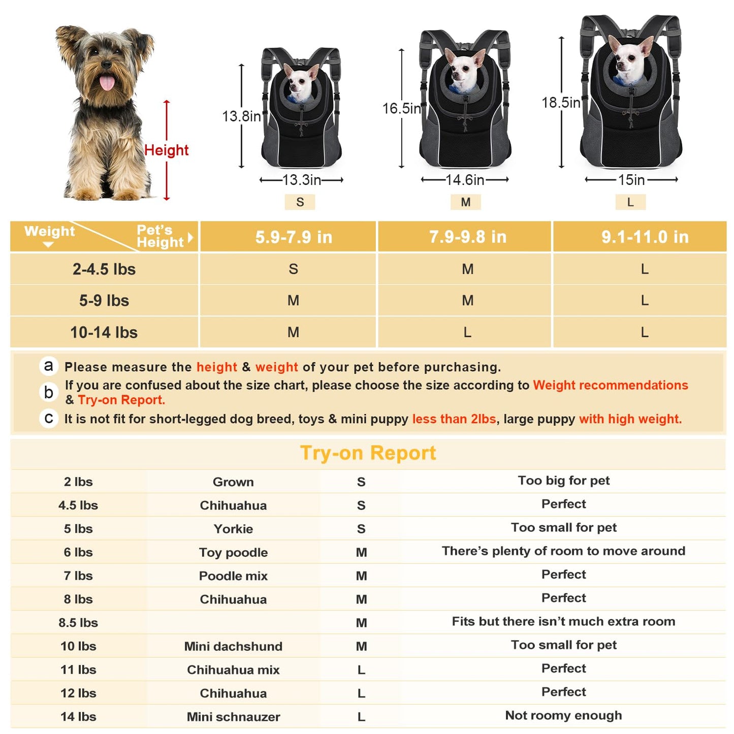 Pet Dog Carrier Backpack | Breathable Front Pack For Small Dogs & Cats