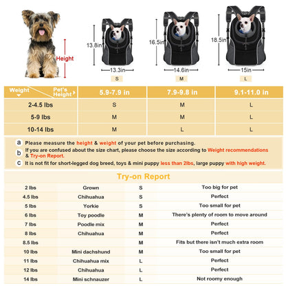 Pet Dog Carrier Backpack | Breathable Front Pack For Small Dogs & Cats