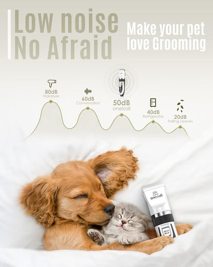 Pet Hair Trimmer for Dogs & Cats – Low Noise Dog Trimmer With Adjustable Comb