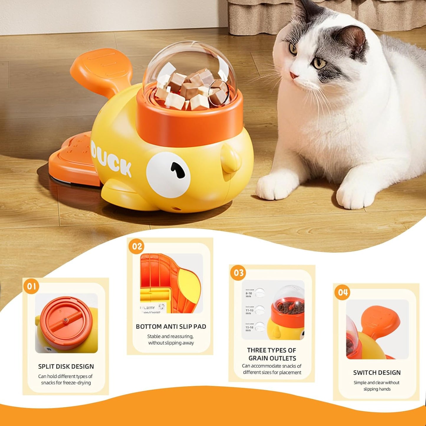 Interactive Pet Treat Dispenser Toy | Duck Shaped Slow Feeder