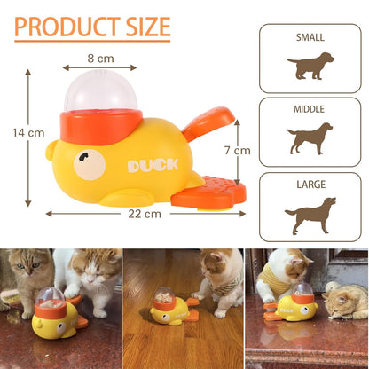 Interactive Pet Treat Dispenser Toy | Duck Shaped Slow Feeder