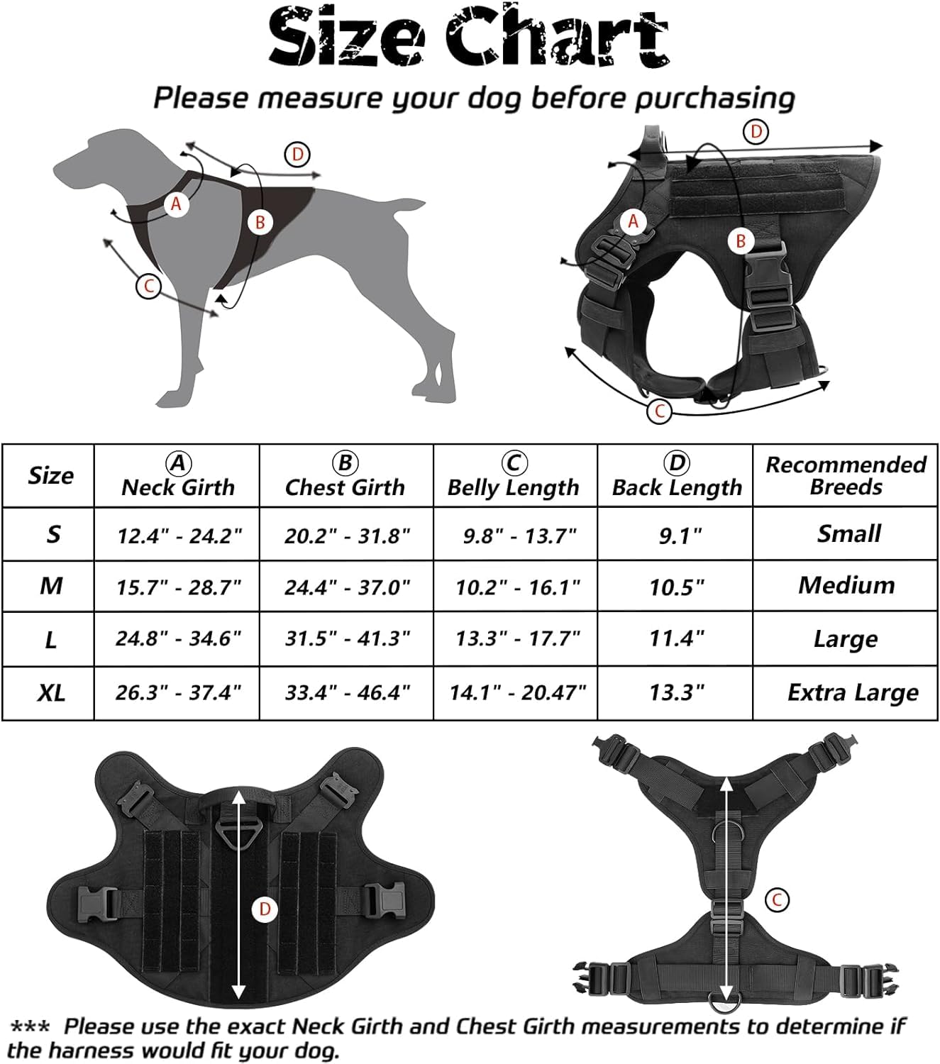 Personalized Tactical Dog Harness for Small, Medium & Large Breeds