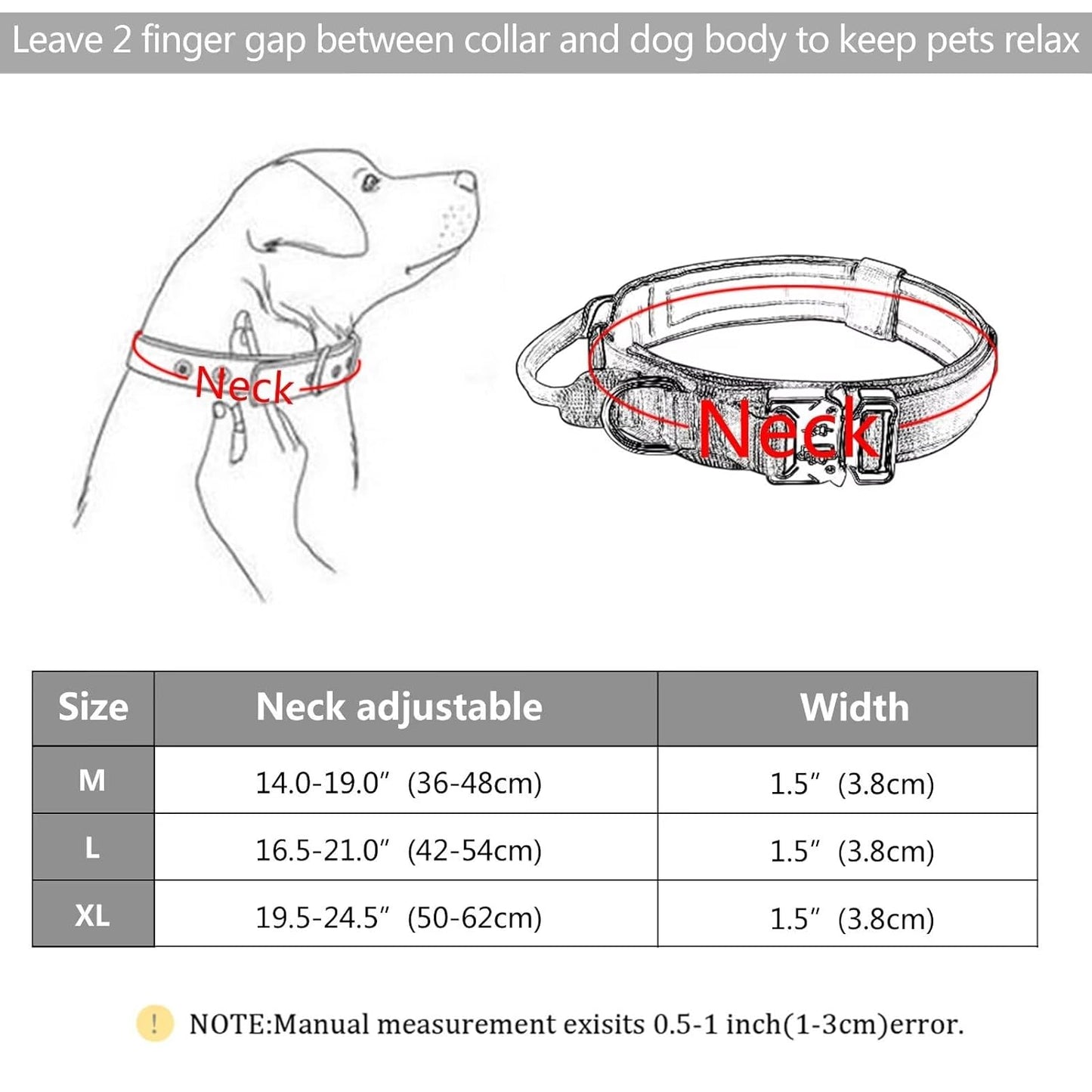 Personalized Tactical Dog Collar with Nameplate | Metal Buckle