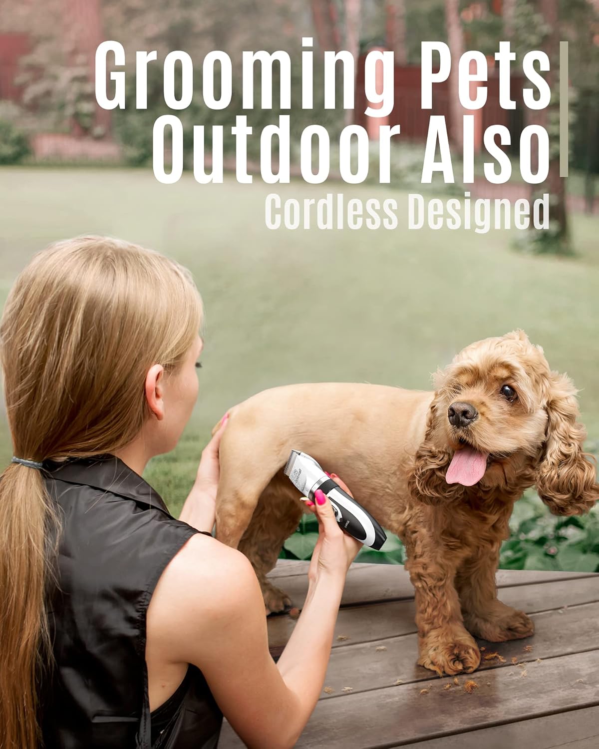 Pet Hair Trimmer for Dogs & Cats – Low Noise Dog Trimmer With Adjustable Comb