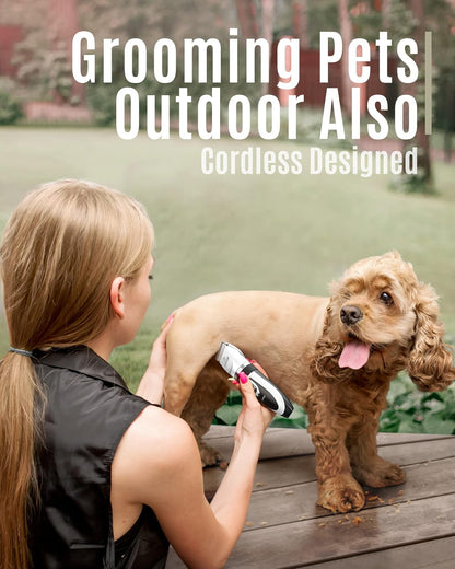 Pet Hair Trimmer for Dogs & Cats – Low Noise Dog Trimmer With Adjustable Comb