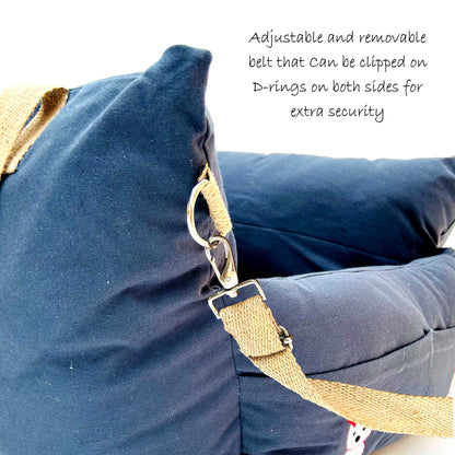 Pet Car Travel Bed with Safety Leash | Pet Seat Bed for Dogs & Cats | Autumn Gray
