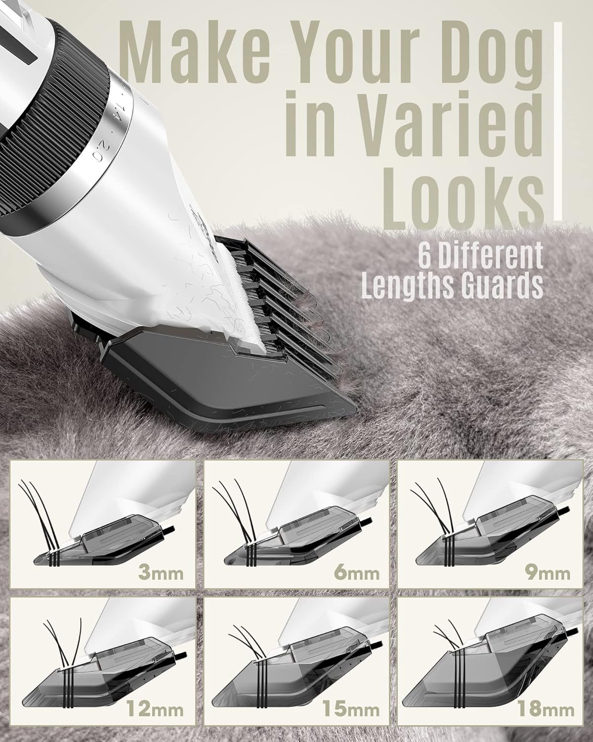 Pet Hair Trimmer for Dogs & Cats – Low Noise Dog Trimmer With Adjustable Comb