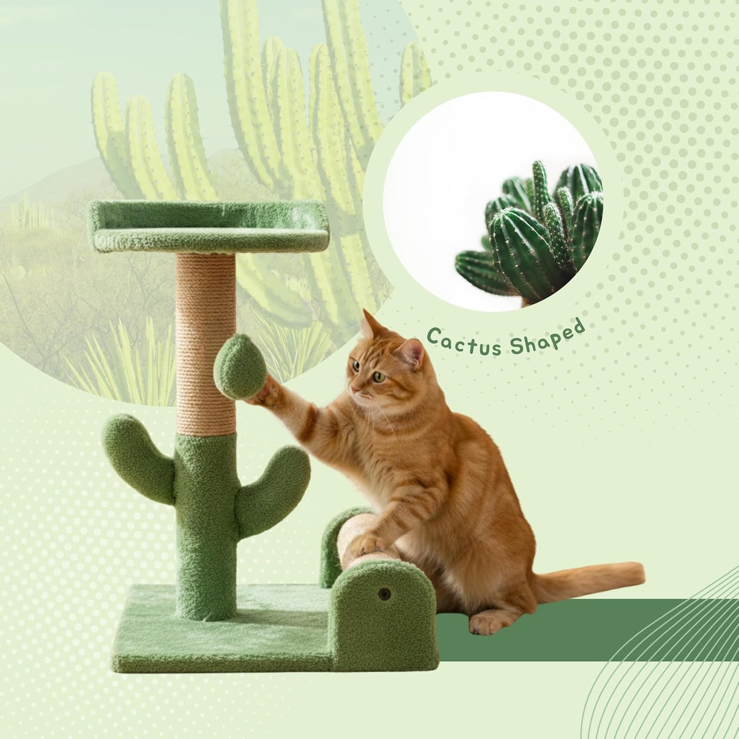 Soft Fur Fabric Activity Dual Jute Rope Scratching Post Cat Tree (Height 16 Inch)