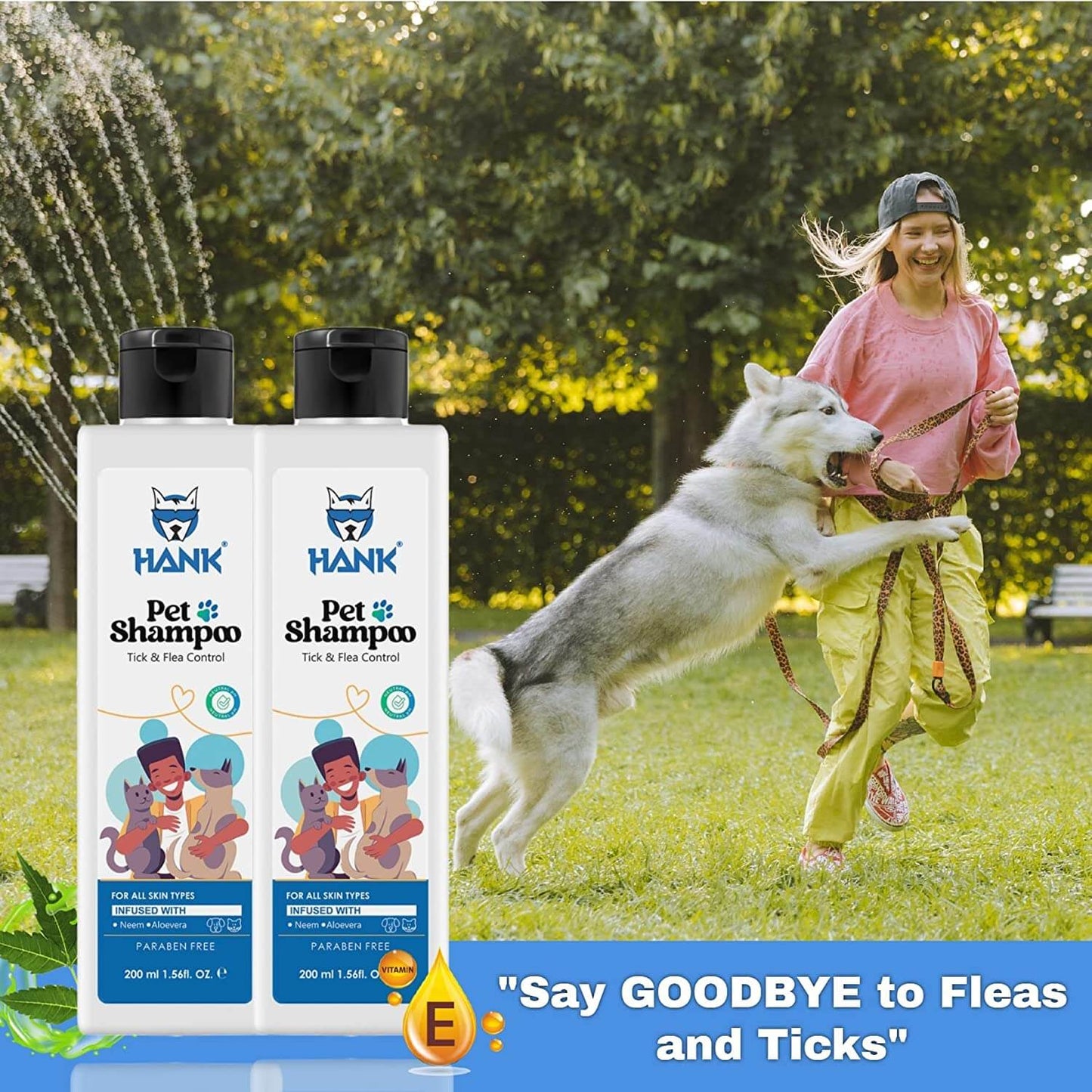 HANK Natural Tick & Flea Shampoo for Dogs & Cats (Pack of 2)