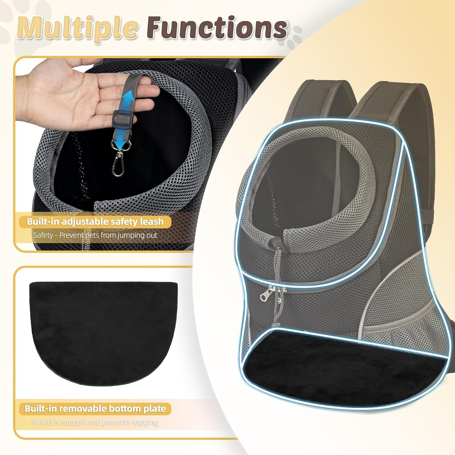 Pet Dog Carrier Backpack | Breathable Front Pack For Small Dogs & Cats