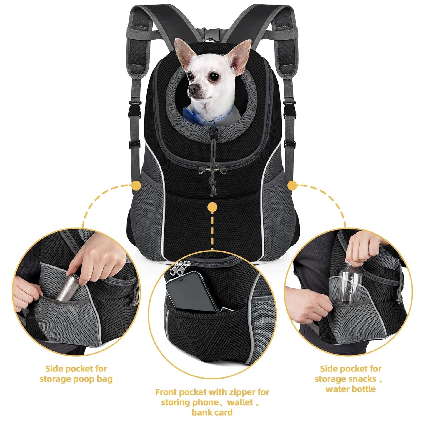 Pet Dog Carrier Backpack | Breathable Front Pack For Small Dogs & Cats