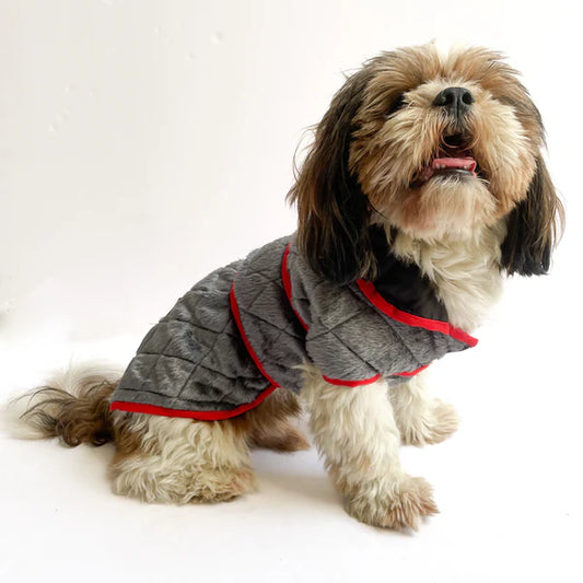 Reversible Quilted Jacket (Grey & Black) for Dogs & Cats