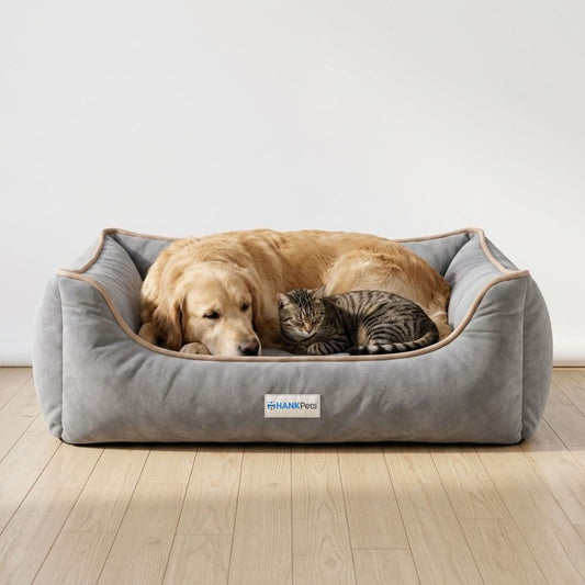 HANK SoftNest Premium Dog Bed Anti Skid & Machine Washable (Grey)