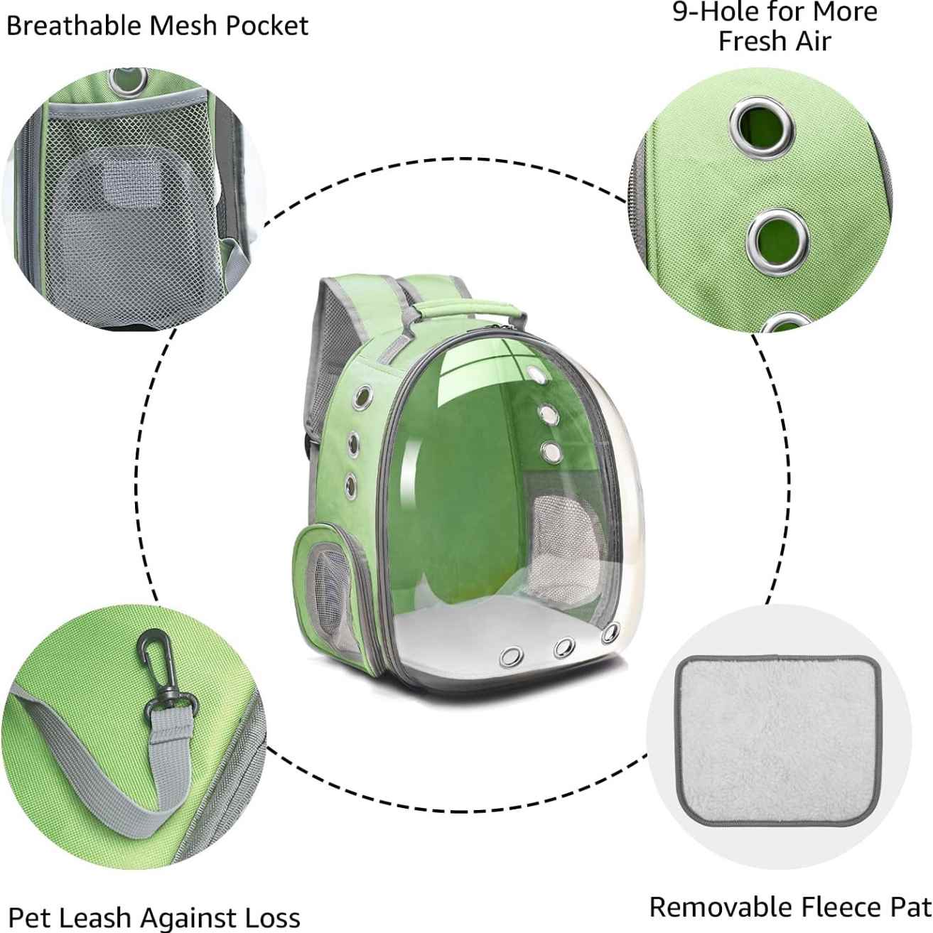 Green Bubble Backpack Pet Carrier | Travel Friendly