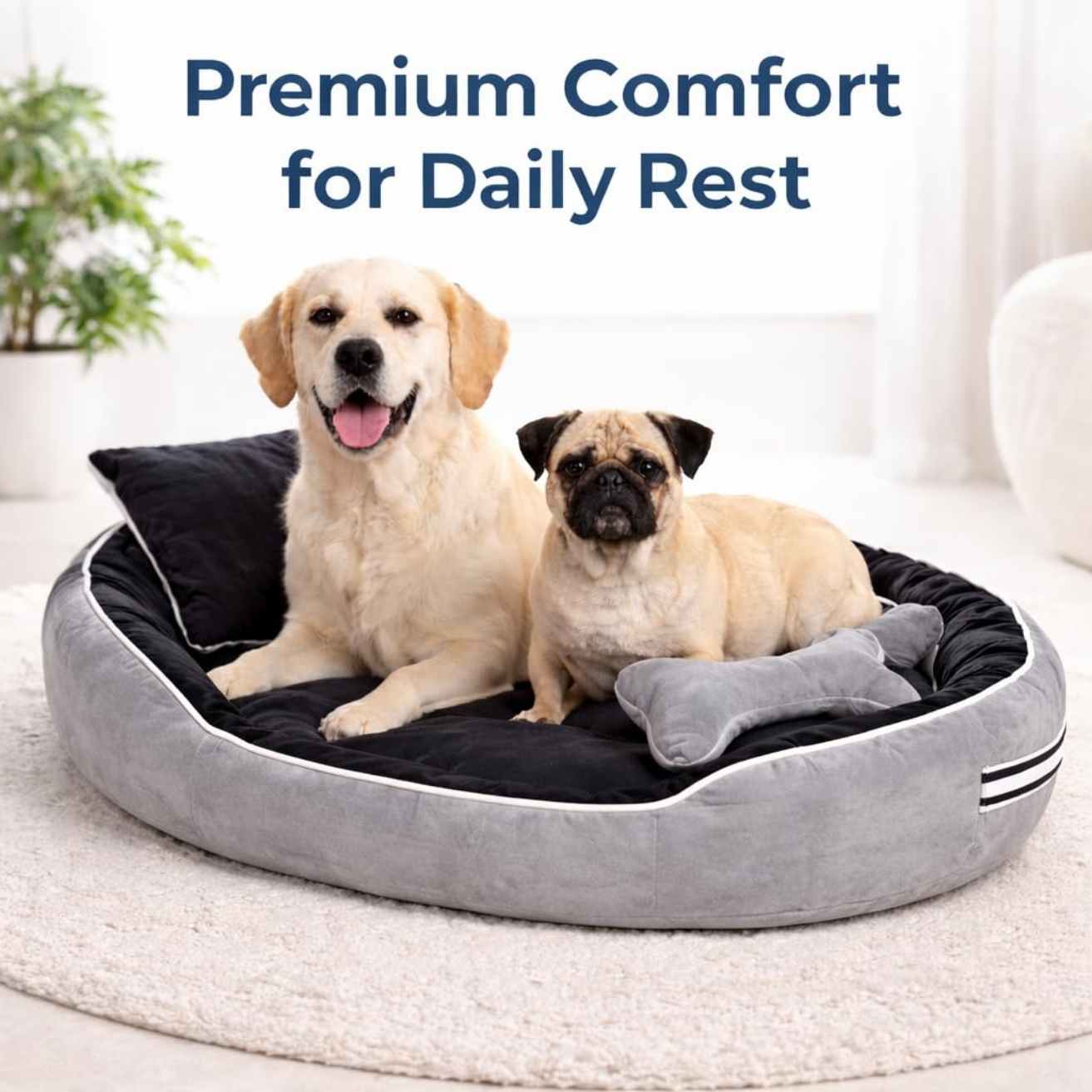 Premium Reversible Pet Bed Large | Washable Anti Skid Cushion