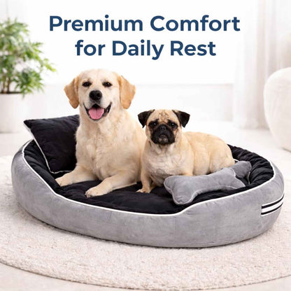 Premium Reversible Pet Bed Large | Washable Anti Skid Cushion