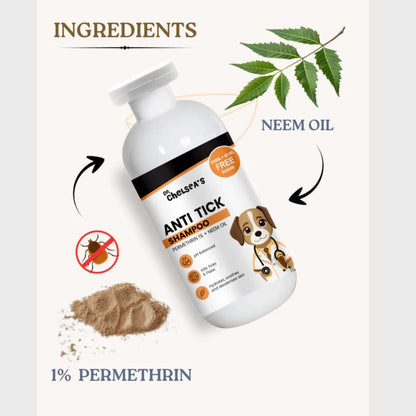 Anti Tick Shampoo For Dogs & Cats - Flea Control Pet Shampoo 250 mL