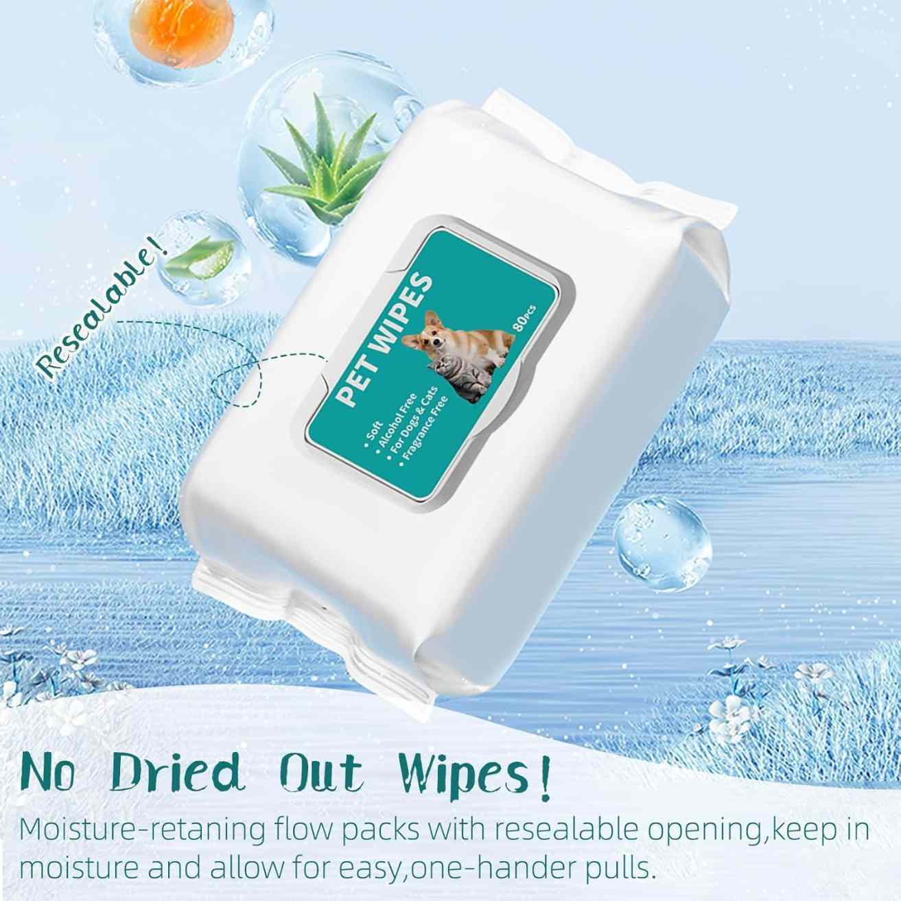 Antibacterial Pet Wet Wipes for Dogs & Cats (80 Pcs)
