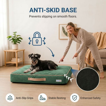 HANK CloudRest Premium Mattress Dog Bed | Anti Skid & Machine Washable (Green)