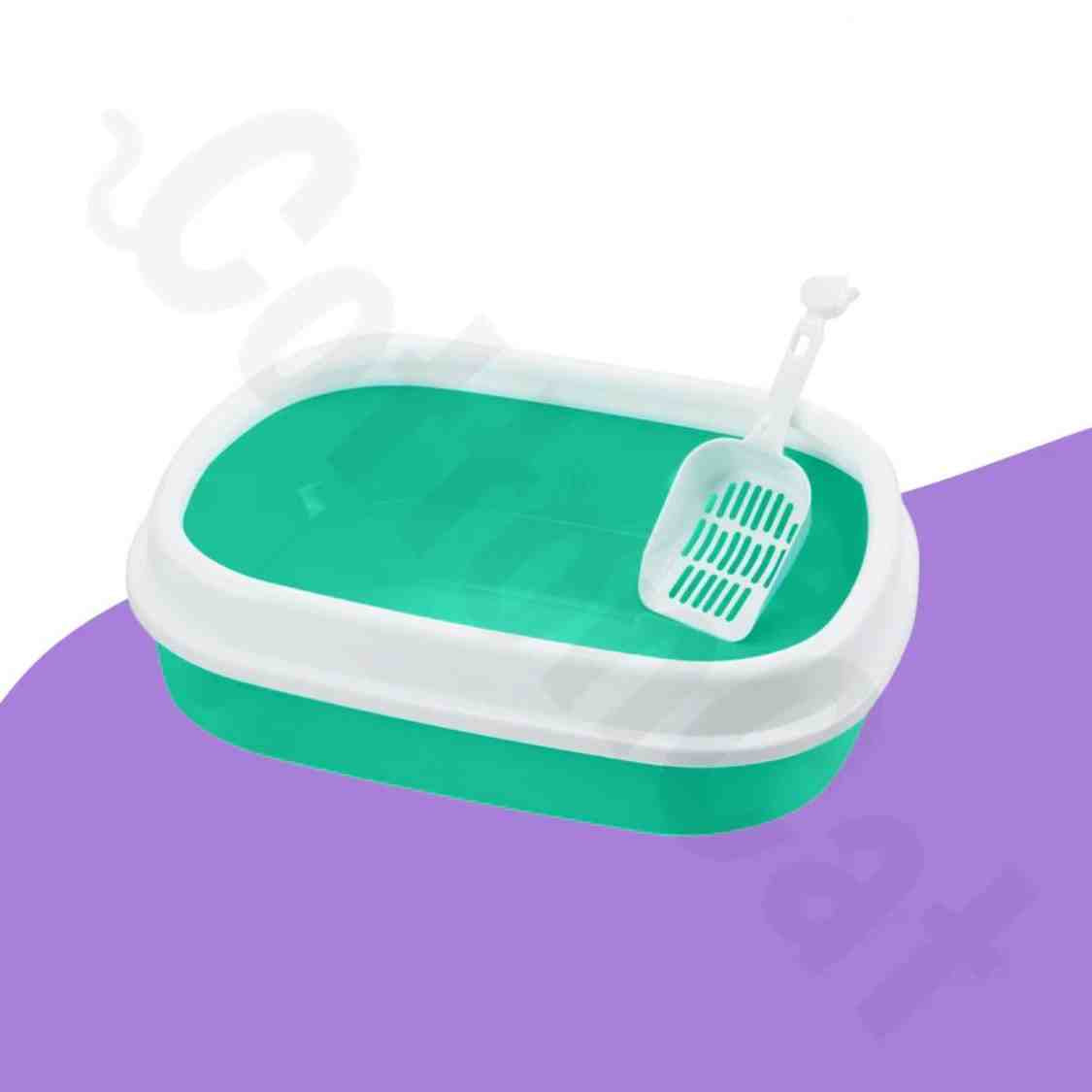 Turquoise Green Plastic Cat Litter Tray