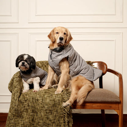 GreyWhisper Puffer | Elegant Grey Winter Pet Jacket