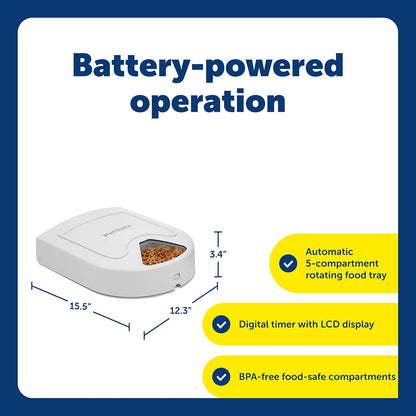 Automatic 5 Meal Feeder with Timer for Cats and Dogs