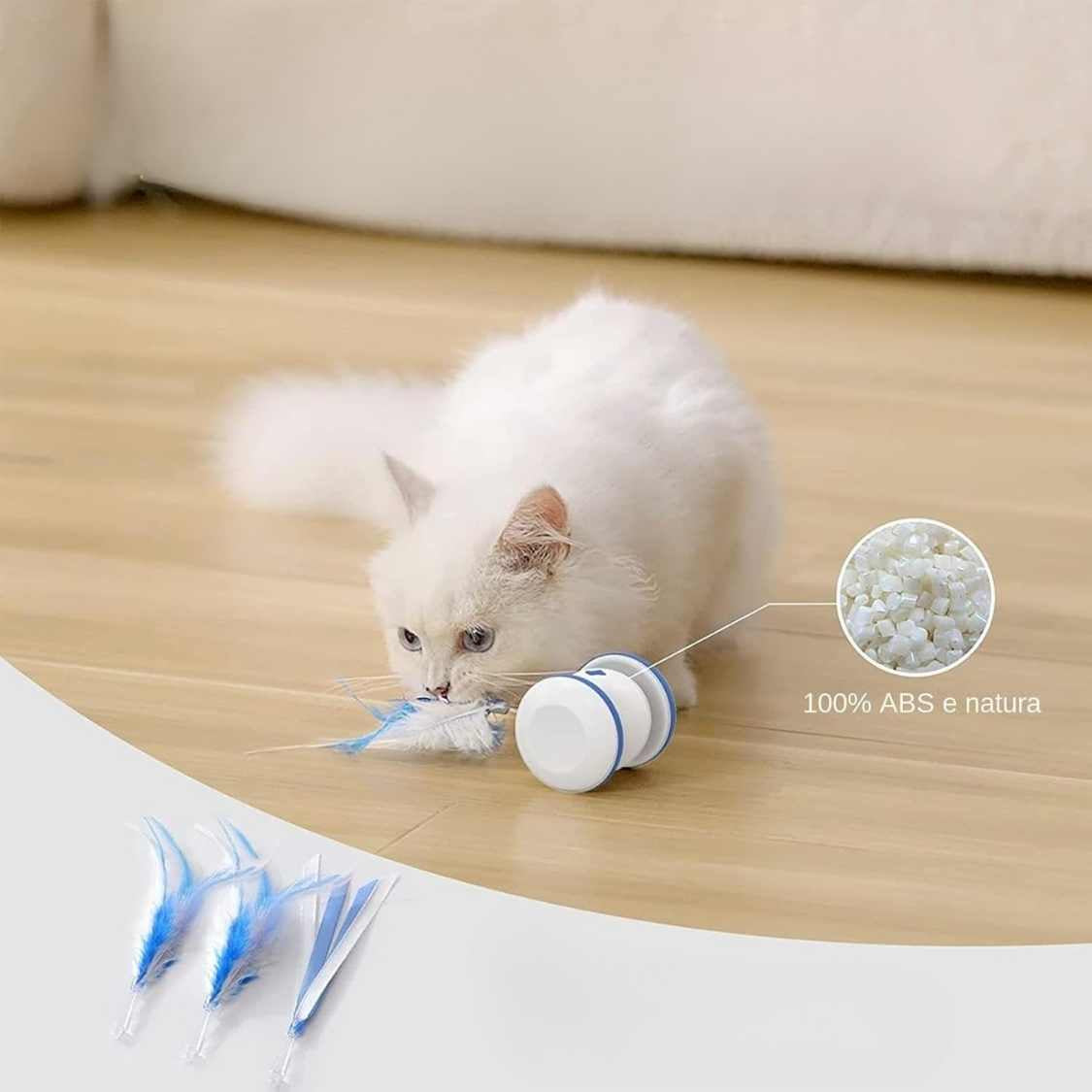 Interactive Rolling Cat Toy with Feather Teaser Automatic Motion Pet Toy