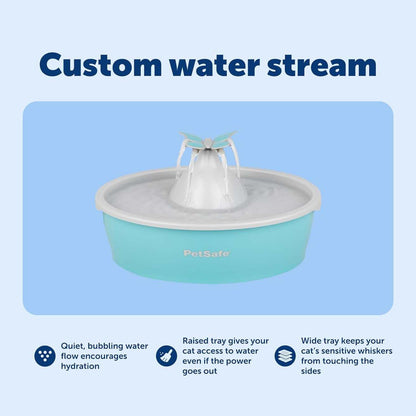 Butterfly Pet Water Fountain with Pump & Carbon Filter For Dogs & Cats | 50 oz