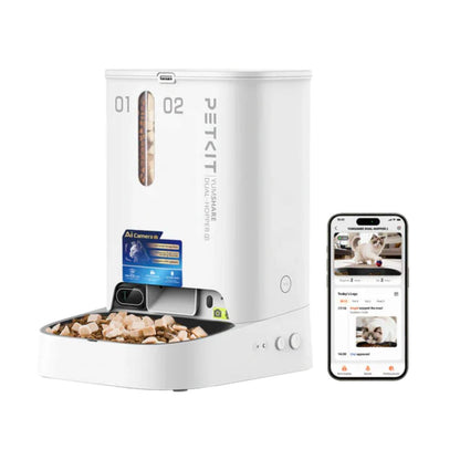Dual Hopper Automatic Pet Feeder With Camera | App Control Food Dispenser