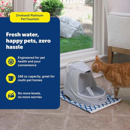 Dog & Cat Water Fountain | Automatic Pet Fountain 168 oz Grey