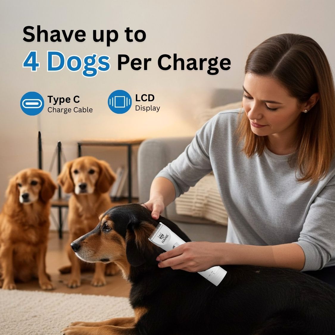 HANK Pet Hair Trimmer With LCD Display, Type C Charging | Suitable for All Breeds