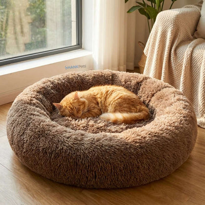 Round Donut Soft Pet Bed for Dogs & Cats