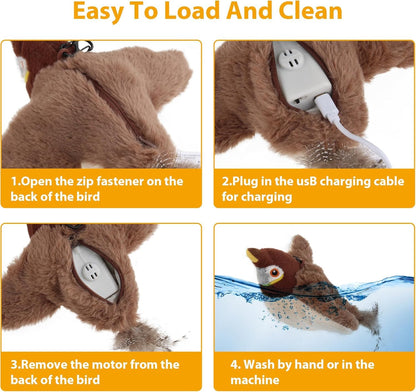 Rechargeable Chirping Flapping Bird Toy For Pets