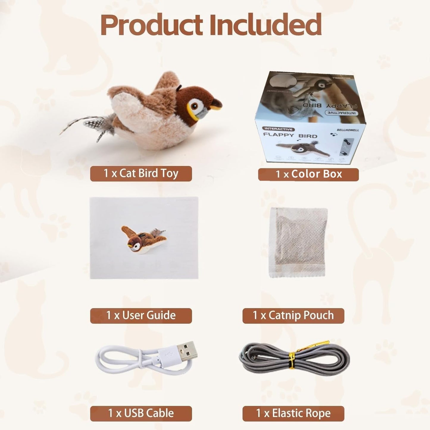 Rechargeable Chirping Flapping Bird Toy For Pets