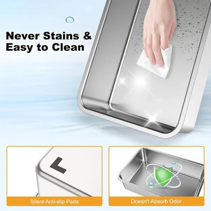 Odor Control Covered Stainless Steel Litter Box (Black)