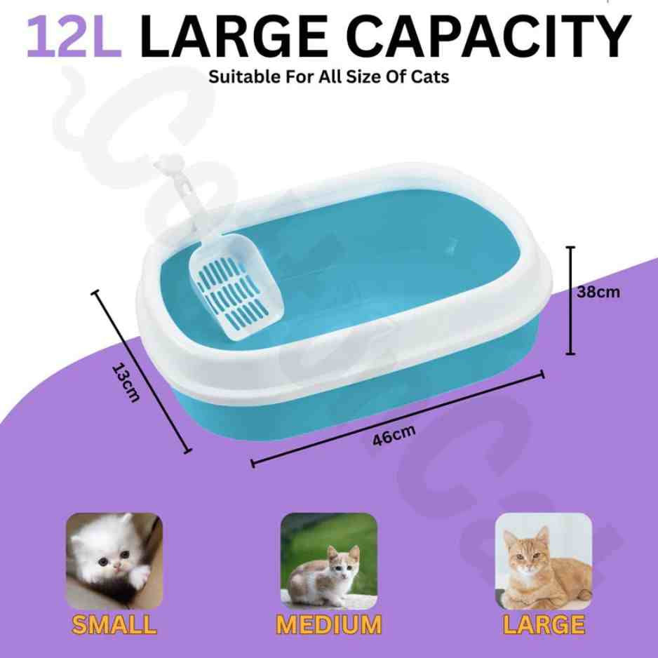 Blue Cat Litter Tray | Durable Plastic Litter Box