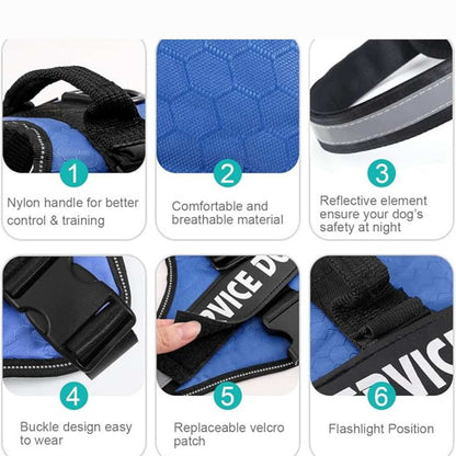 Personalized Reflective Dog Harness | Blue