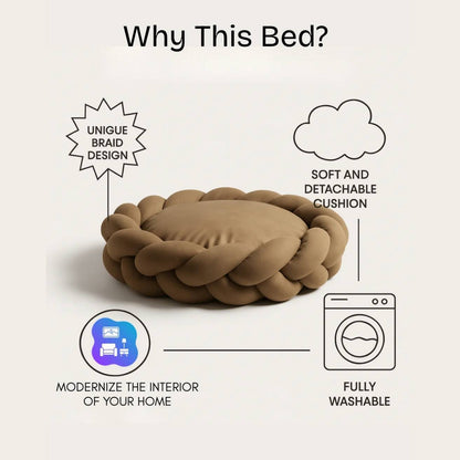Braided Round Pet Bed for Dogs & Cats