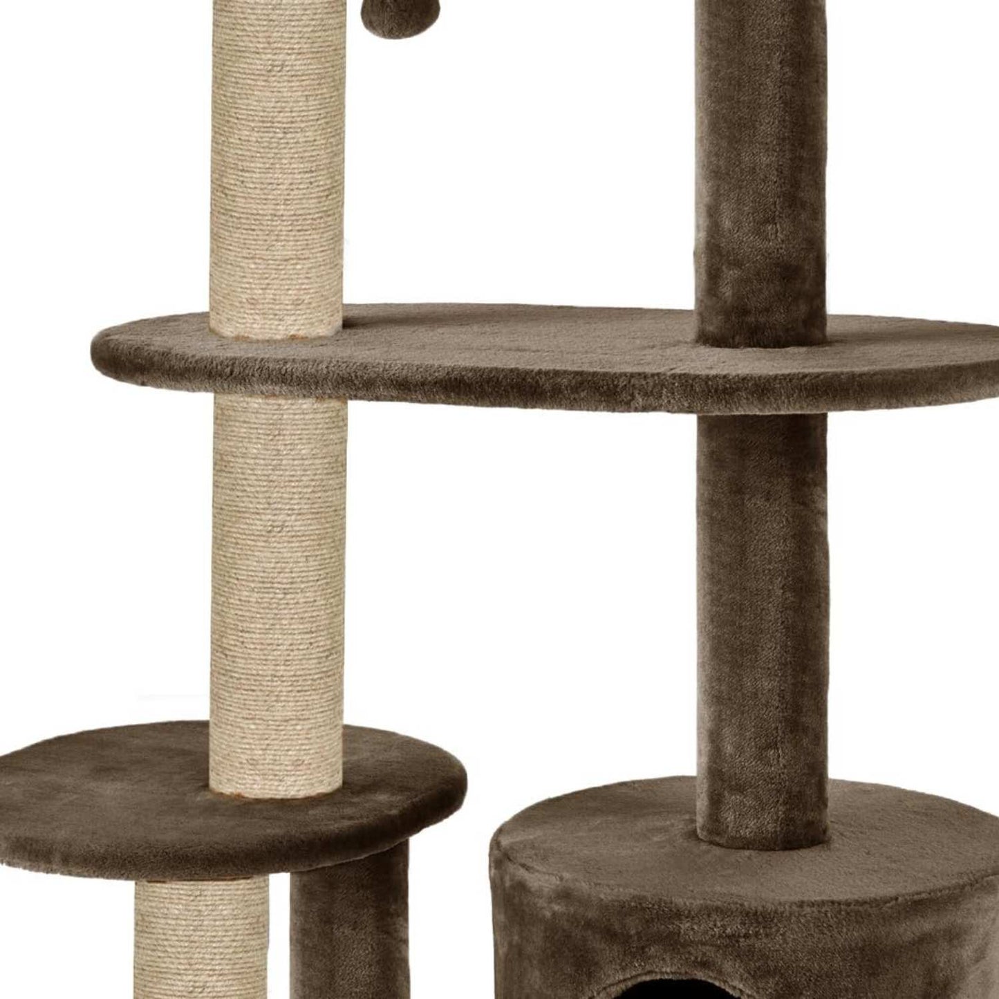 Deluxe Cat Tree Tower, 43 Inch Tall Multi-Level Grey Plush with Sisal Posts, Condo House, Perch Platforms, 19x16x43 Inches (Brown)