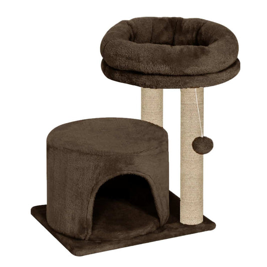 Cat Tree with Condo and Perch, 18 inch Height, 12 inch Condo, 16 inch Perch (Brown)