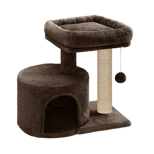 Cat Tree with Scratching Post, Condo and Toy Ball, 19 Inch x 12 Inch x 18 Inch (Brown)
