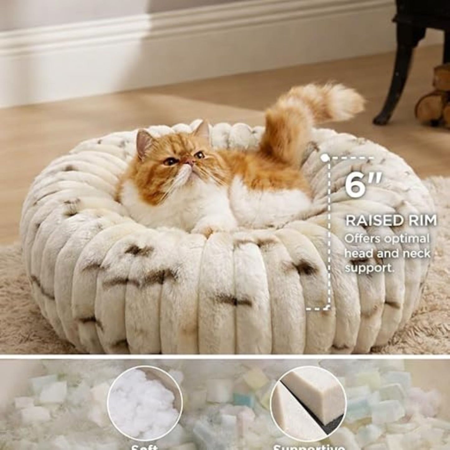 Pet Donut Bed for Cats & Small Dogs | Extra-Small, Calming, Soft Plush, Washable & Reversible