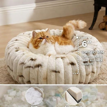 Pet Donut Bed for Cats & Small Dogs | Extra-Small, Calming, Soft Plush, Washable & Reversible