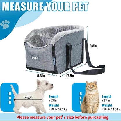 Pet Car Center Console Seat | Elevated Armrest Carrier for Small Dogs & Cats