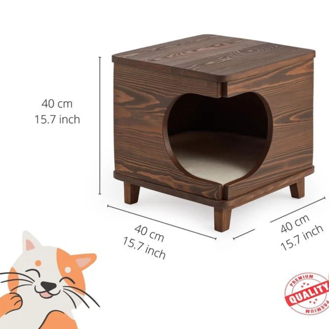 Wooden Pet House for Cats & Small Dogs | Multipurpose Indoor Pet Retreat & Side Table