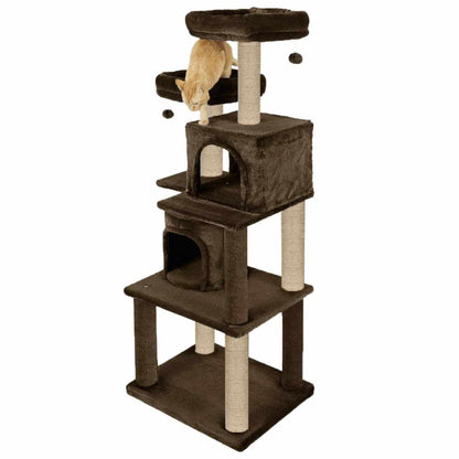 Multistory Fur Fabric Cat Tree for Kittens | 57 Inch (FURR-55)
