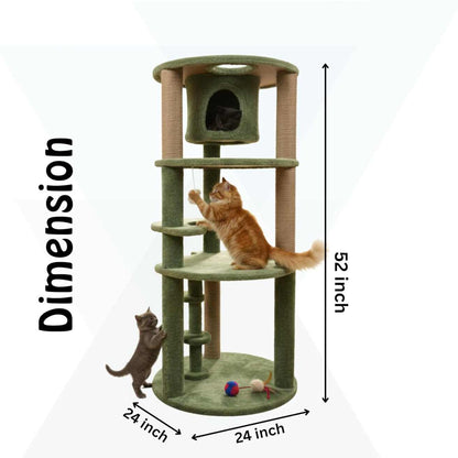 Multi-Level Cat Tree with Condo & Scratching Posts | Green