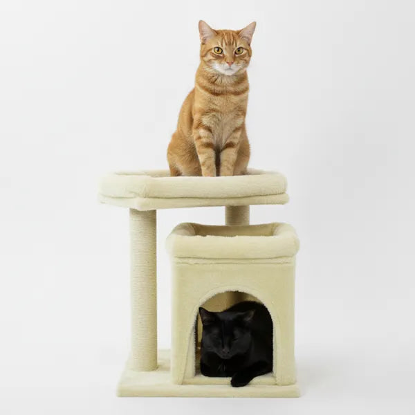 Scratching Post Activity Tree Condo | Fur Fabric (Beige)