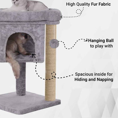Kitten Cat Tree with Scratching Post, Condo & Hanging Ball | 23 Inch