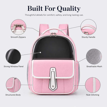 Breathable Pet Carrier Backpack With Front Pocket For Easy Travel